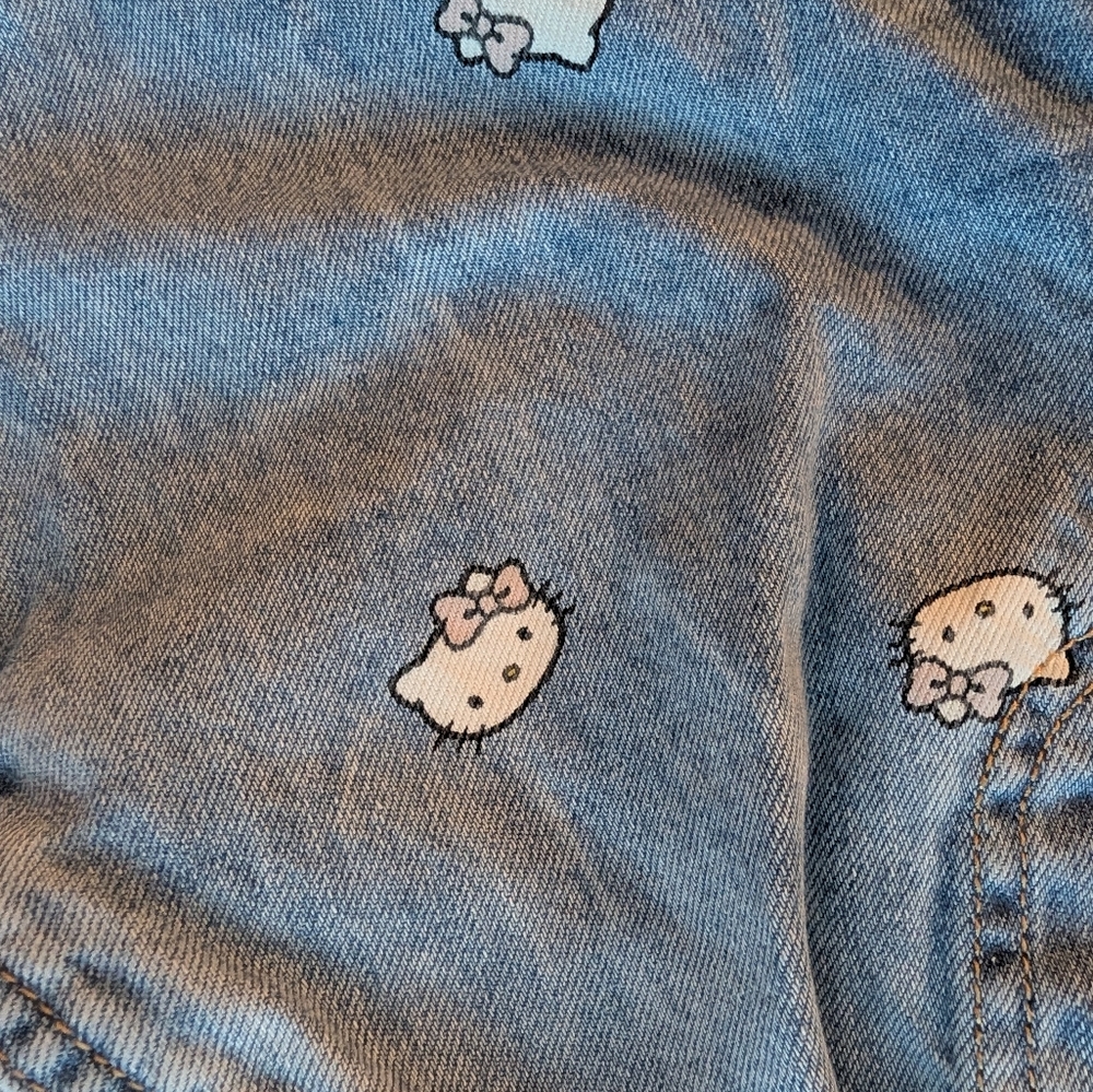 H&M Girls Blue Denim Hello Kitty Print Pants Cotton Size 6x - Picture 10 of 11